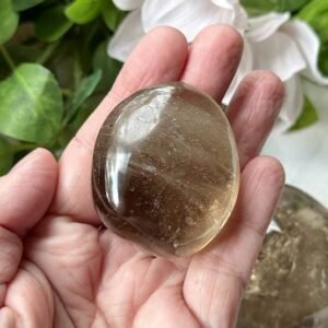 smoky quartz palm stone grounding protection