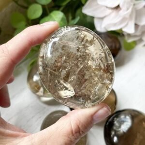 smoky quartz palm stone grounding protection