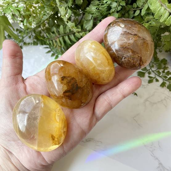 Golden Healer Hematoid Quartz Palm Stone