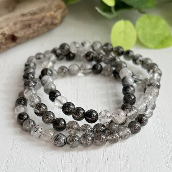 Black Tourmalinated Quartz Bracelet