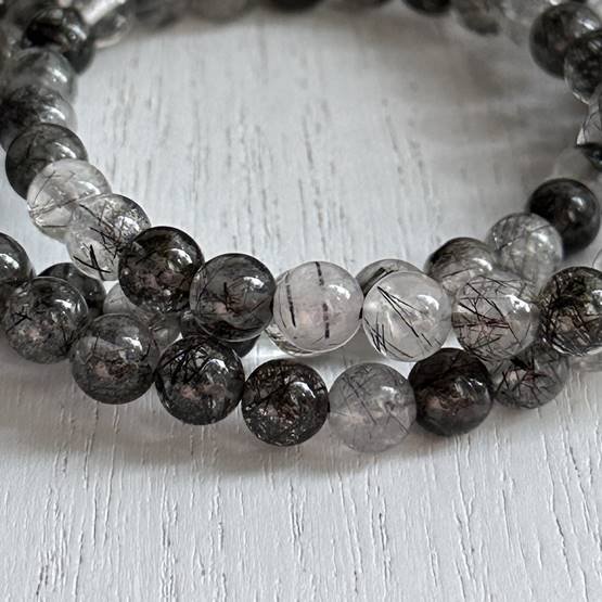 Black Tourmalinated Quartz Bracelet