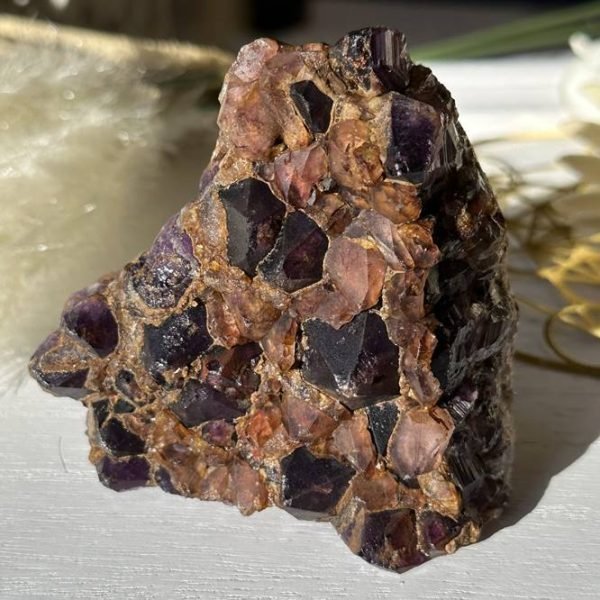 Indian Amethyst with Hematite Cluster