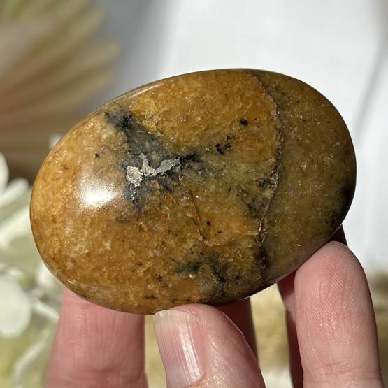 Golden Healer Quartz with Pyrite Palm Stone