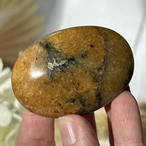 Golden Healer Quartz with Pyrite Palm Stone