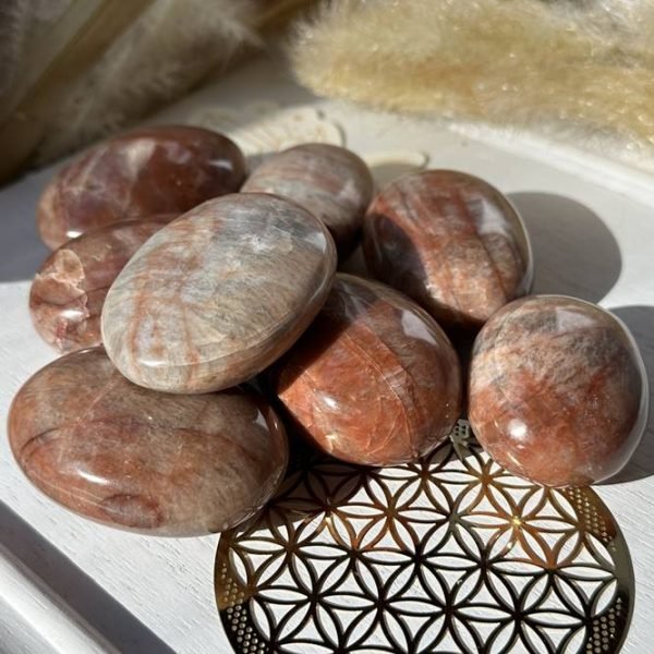 Moonstone with Sunstone Palm Stone