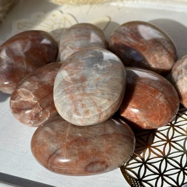 Moonstone with Sunstone Palm Stone