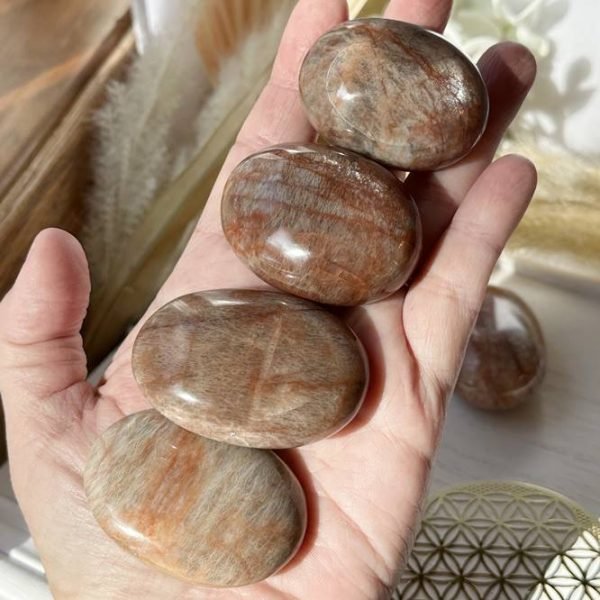 Moonstone with Sunstone Palm Stone