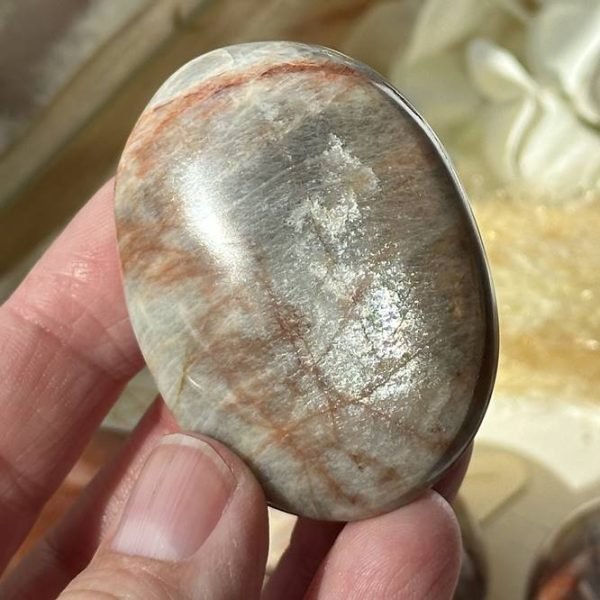 Moonstone with Sunstone Palm Stone