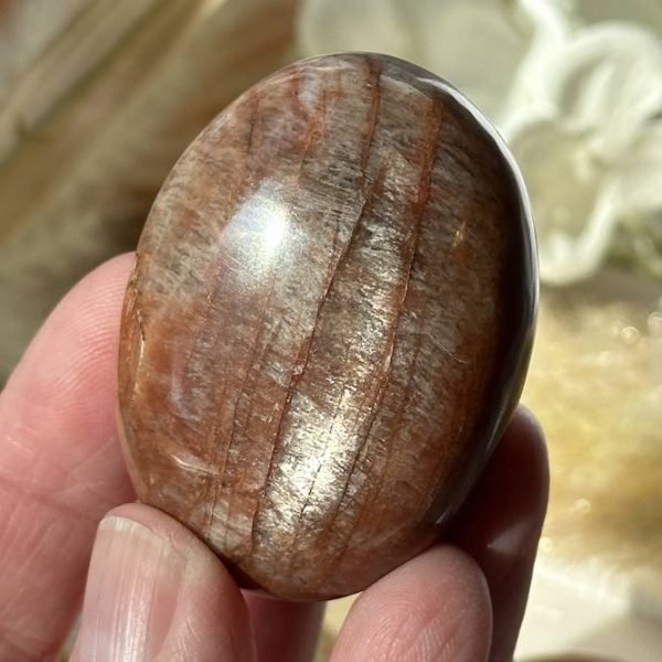 Moonstone with Sunstone Palm Stone