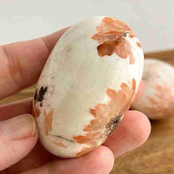 Peach Scolecite Palm Stone