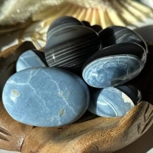 Blue Owyhee Opal palm stones from Oregon, perfect for enhancing communication, emotional balance, and creativity