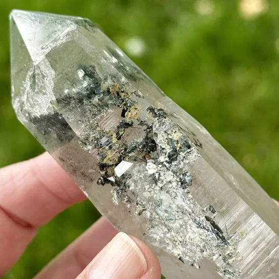 Rare Himalayan Quartz with Green Chlorite from Kulu Valley. Exceptional clarity, powerful healing, and spiritual growth