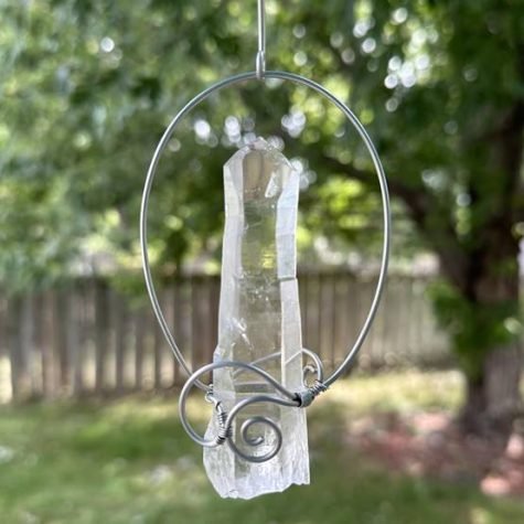 Floating Hanging Crystal for Garden or Home Clear Quartz Point