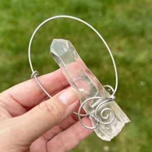 Floating Hanging Crystal for Garden or Home Clear Quartz Point