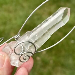 Floating Hanging Crystal for Garden or Home Clear Quartz Point