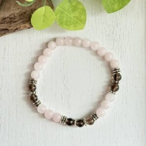 Grief & Loss Healing Bracelet with Rose Quartz and Smoky Quartz