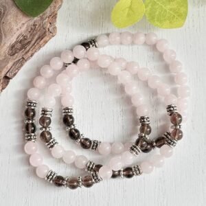 Grief & Loss Healing Bracelet with Rose Quartz and Smoky Quartz