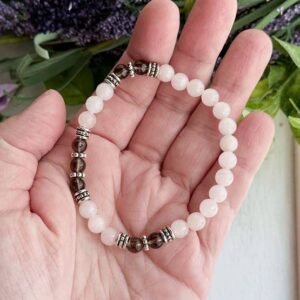 Grief & Loss Healing Bracelet with Rose Quartz and Smoky Quartz