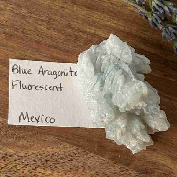 Blue Aragonite raw fluorescent