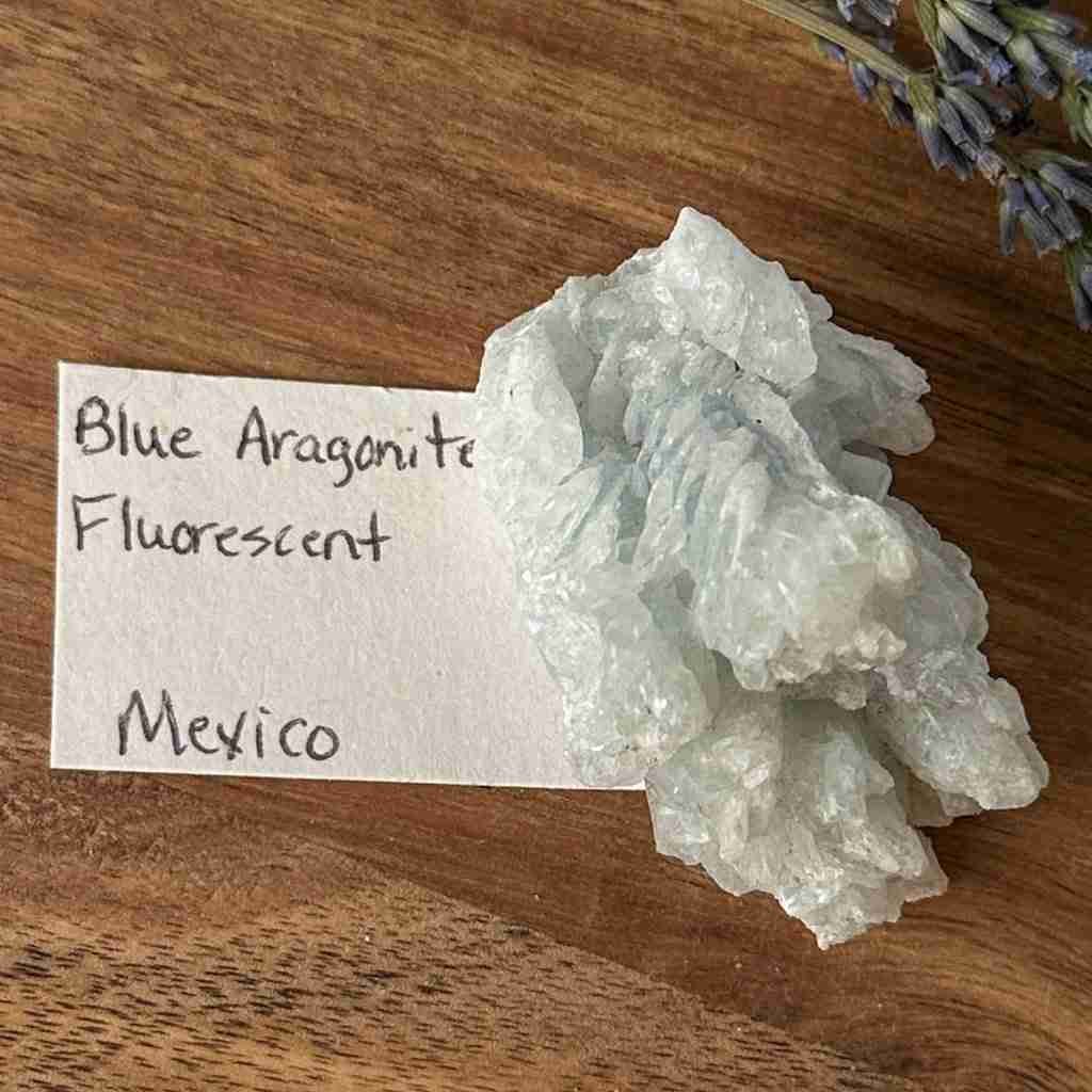 Blue Aragonite raw fluorescent