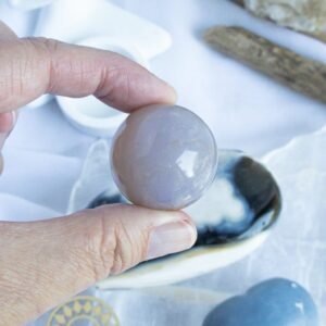 Soul Soother Crystal Set. A calming crystal set for emotional healing and softness—featuring Blue Rose Quartz, Angelite, and Orca Agate