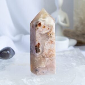 The Creative Spark Set. Crystal set for creativity, joy, and expression—featuring Blood Orange Calcite, Iolite, and Flower Agate