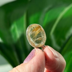 Gold Rutilated Quartz pendant in sterling silver. Inspires confidence, clarity, and radiant manifestation energy.