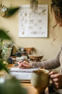 Woman writing in journal