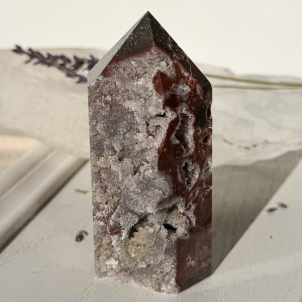 Agate with Quartz Druzy Tower