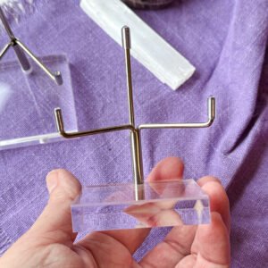 Clear Lucite Crystal Display Stand with Adjustable Silver Arms