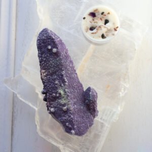 Purple Fluorite on Candle Quartz