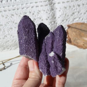 Purple Fluorite on Candle Quartz Cluster
