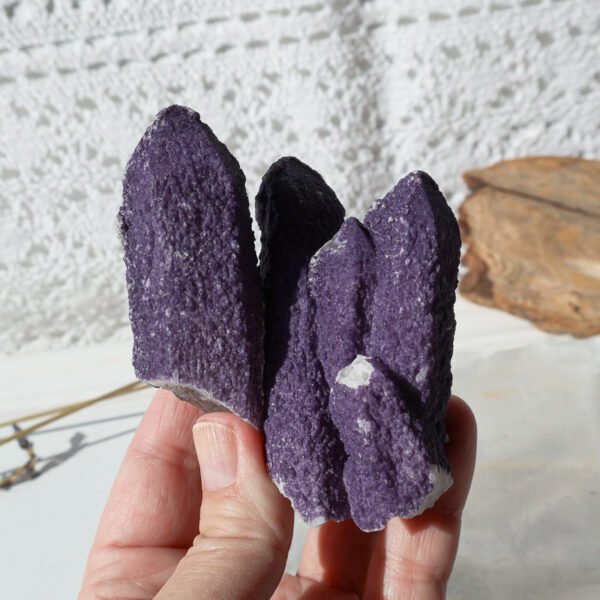 Purple Fluorite on Candle Quartz Cluster